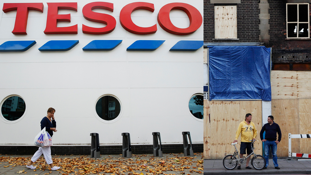 Tesco and boarded up shop (pictures: Reuters)
