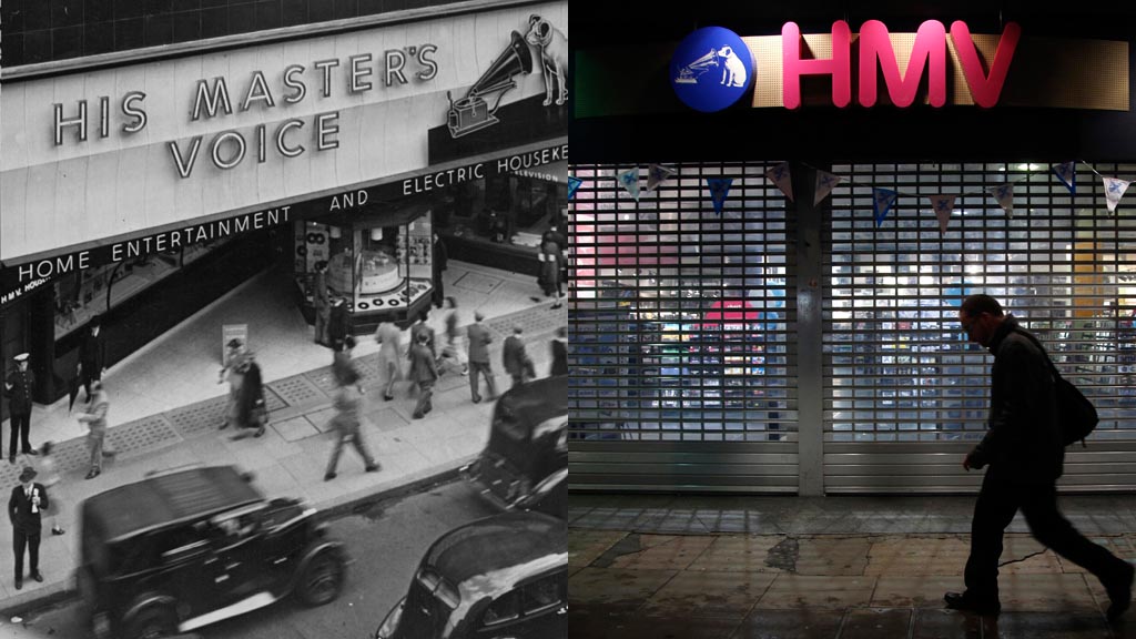 HMV then and now. (Reuters/Getty)