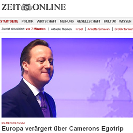 Abroad, it is all seen as an egotrip, as Die Zeit shows (screen grab)