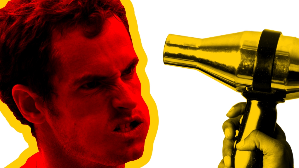 Andy Murray gets the hairdryer treatment... nearly.