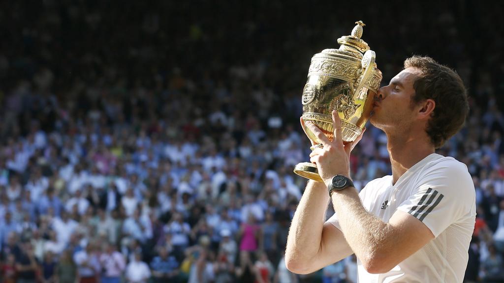 Andy Murray kisses the Wimbledon trophy after beating Novak Djokovic (picture: Reuters)