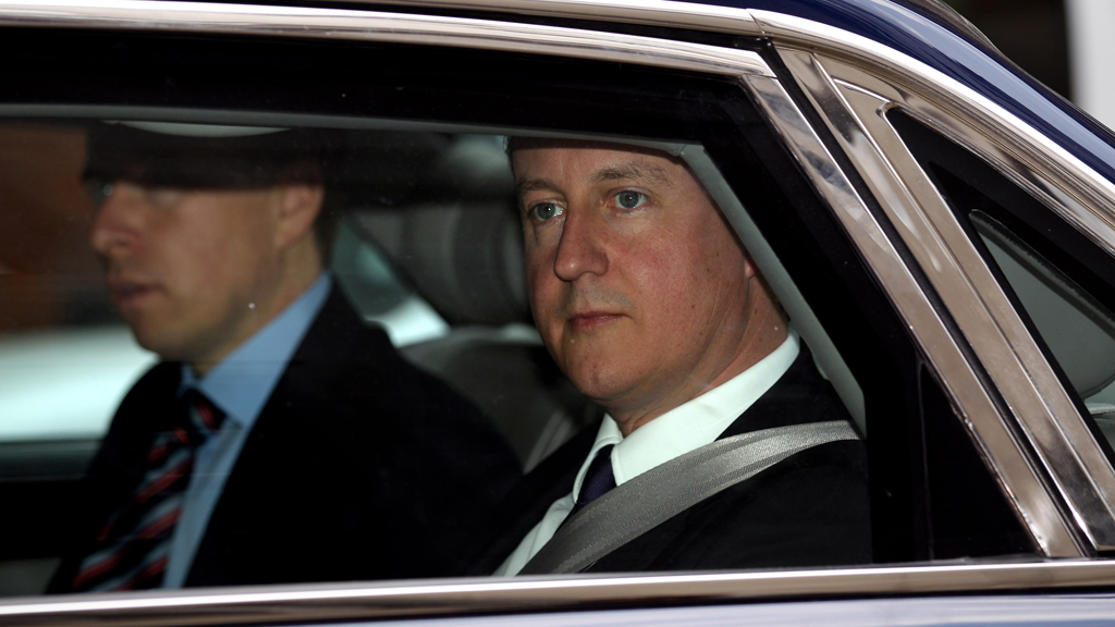 David Cameron in ministerial car