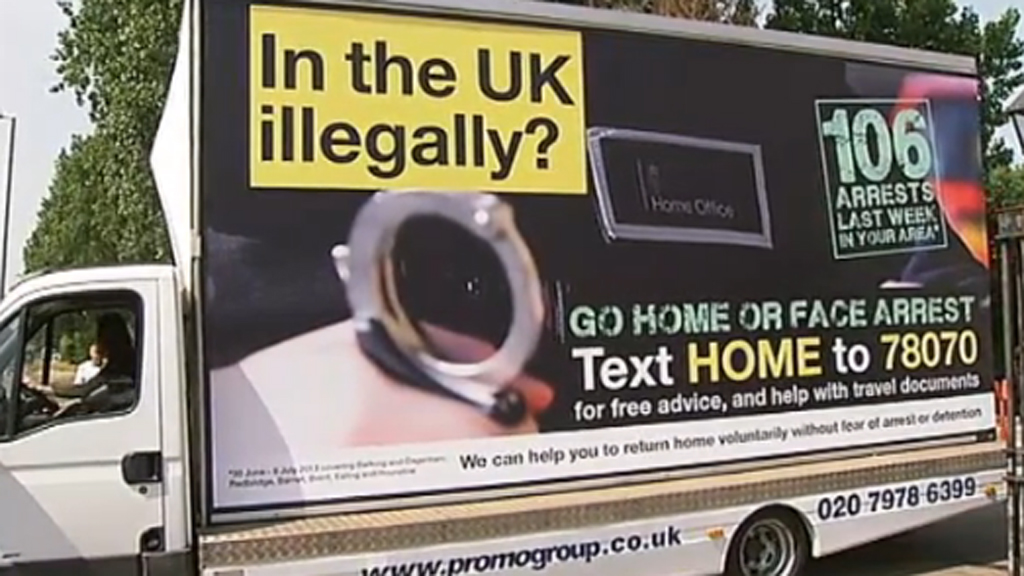 An immigration poster van (pic: Getty)