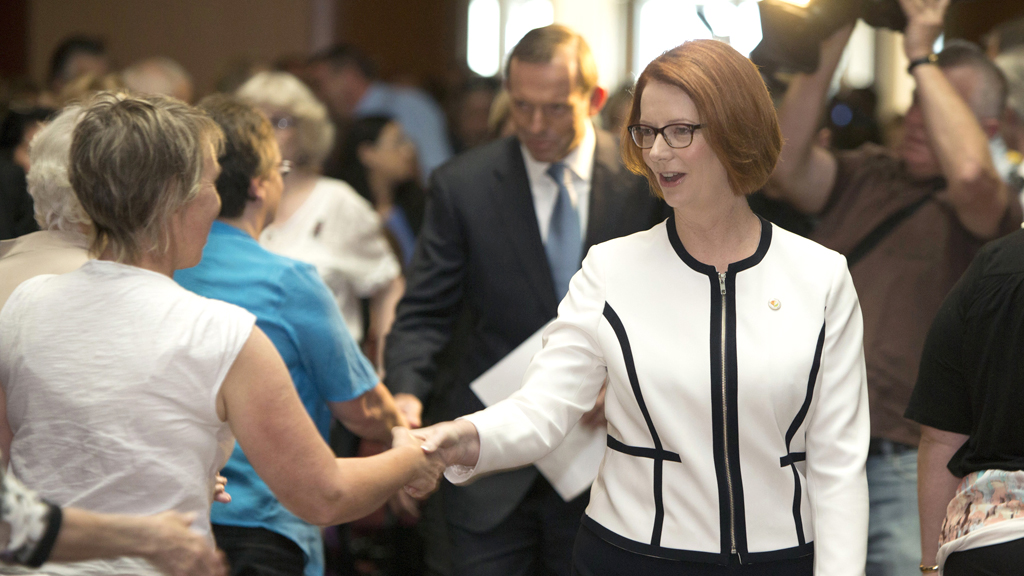 Julia Gillard meets those affected by the government's forced adoption policy (R)
