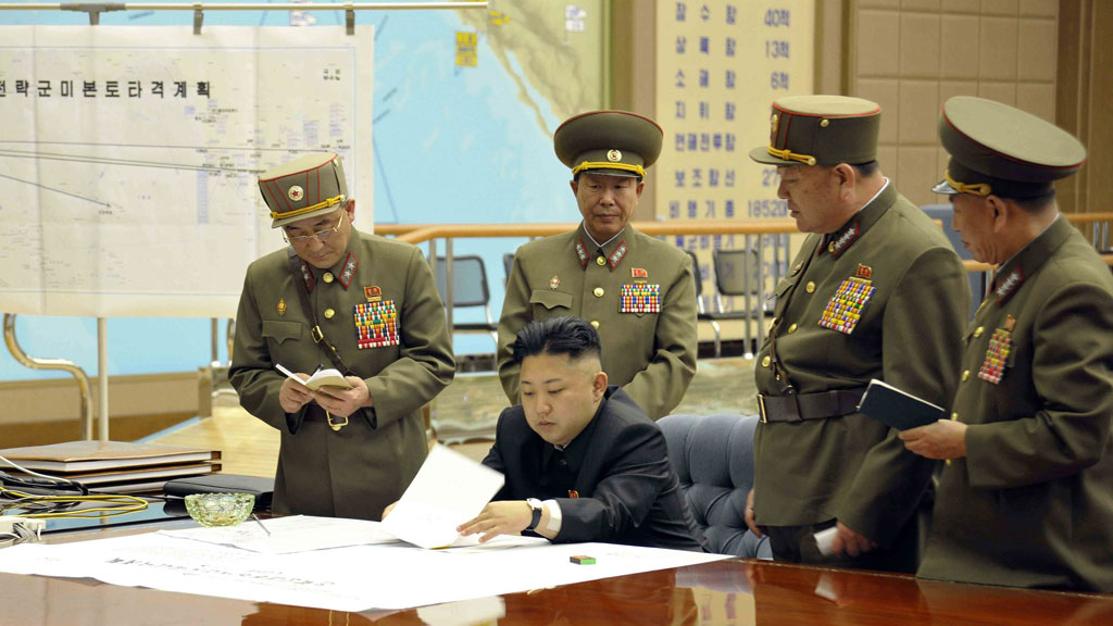 Kim jong-un holds an 'emergency meeting' following US stealth flights (pic: Reuters)