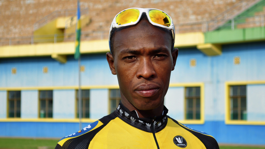 Rwanda cyclist Adrien Niyonshuti was the first cyclist to compete in the Olympics for Rwanda (R)