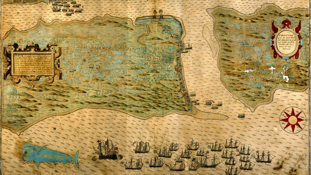 Baptista Boazio map of Sir Francis Drake Raid on St Augustine (Tate library and archives of Florida)