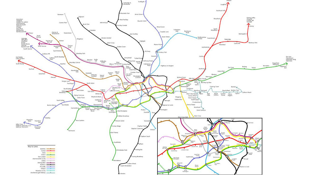 Real London tube map (Harry Beck, Simon Clarke)