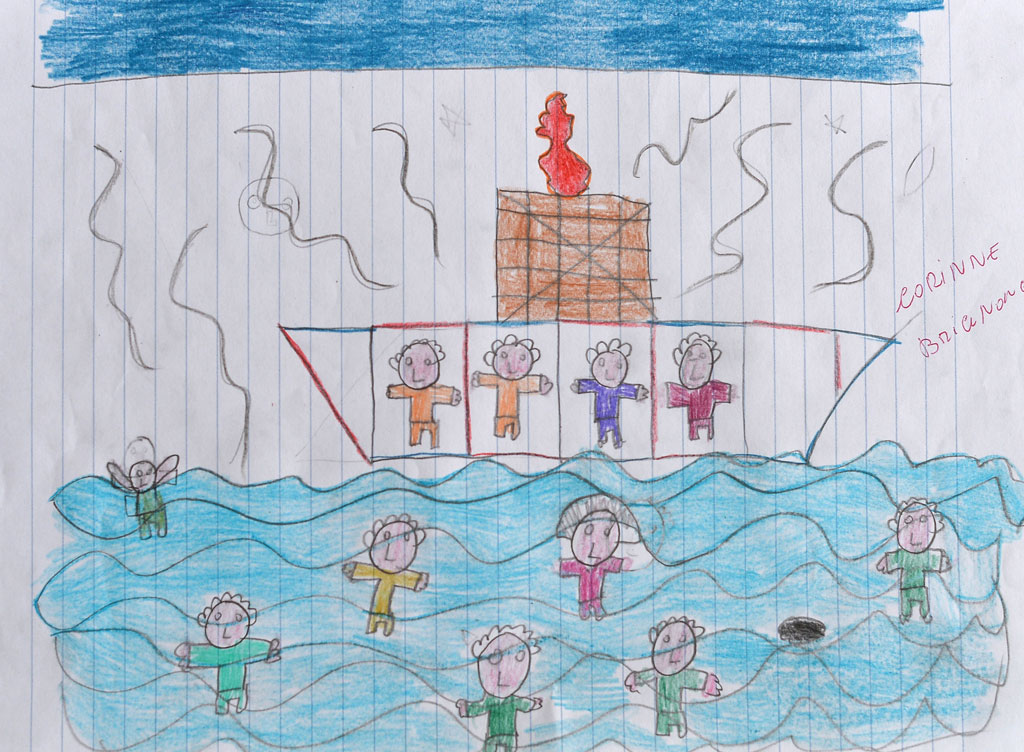 A Lampedusa child's drawing shows the deadly asylum-seeker shipwreck (G)