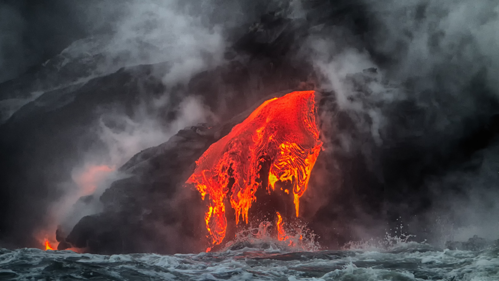 An active volcano, Kilauea in the Hawaii Volcanoes National Park