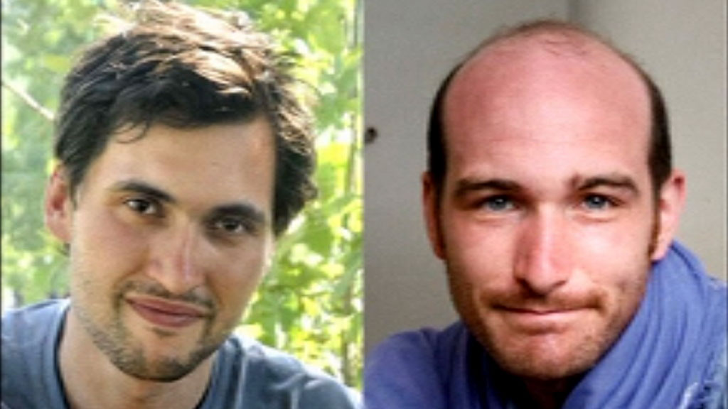 French journalists Pierre Torres (L) and Nicolas Henin (R)