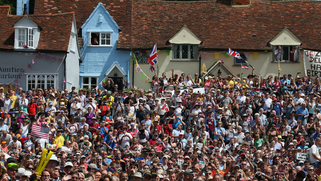 Le Tour passes through Finchingfield on stage three, Cambridge to London. (Getty)