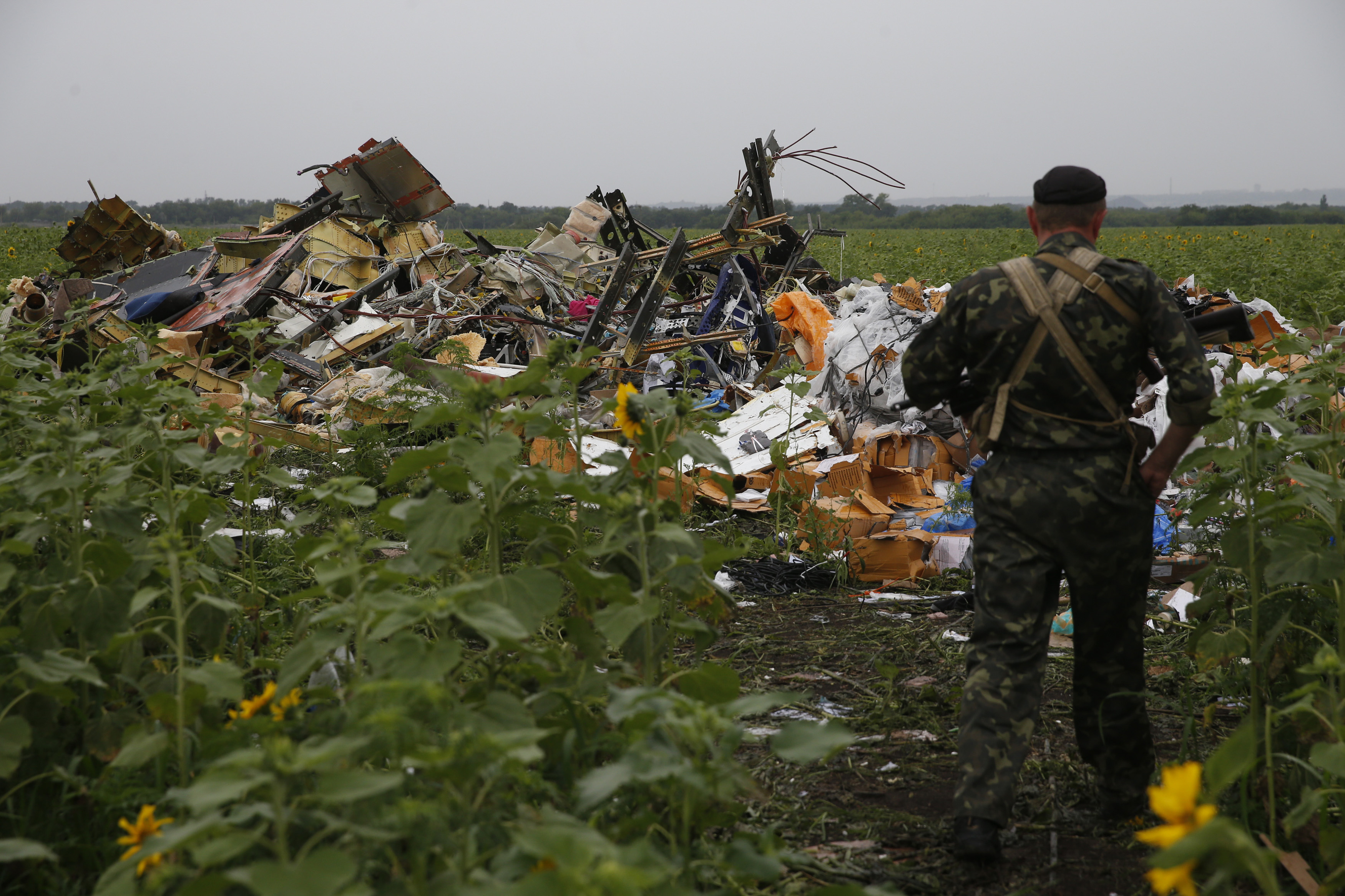Pro-Russian separatist at MH17 crash site (Reuters)