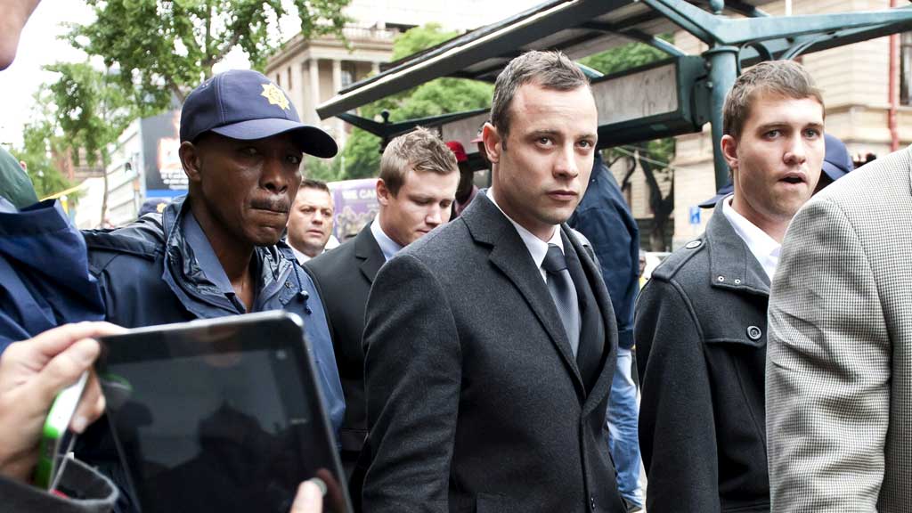 Oscar Pistorius in court accused of murdering Reeva Steenkamp. (Getty)