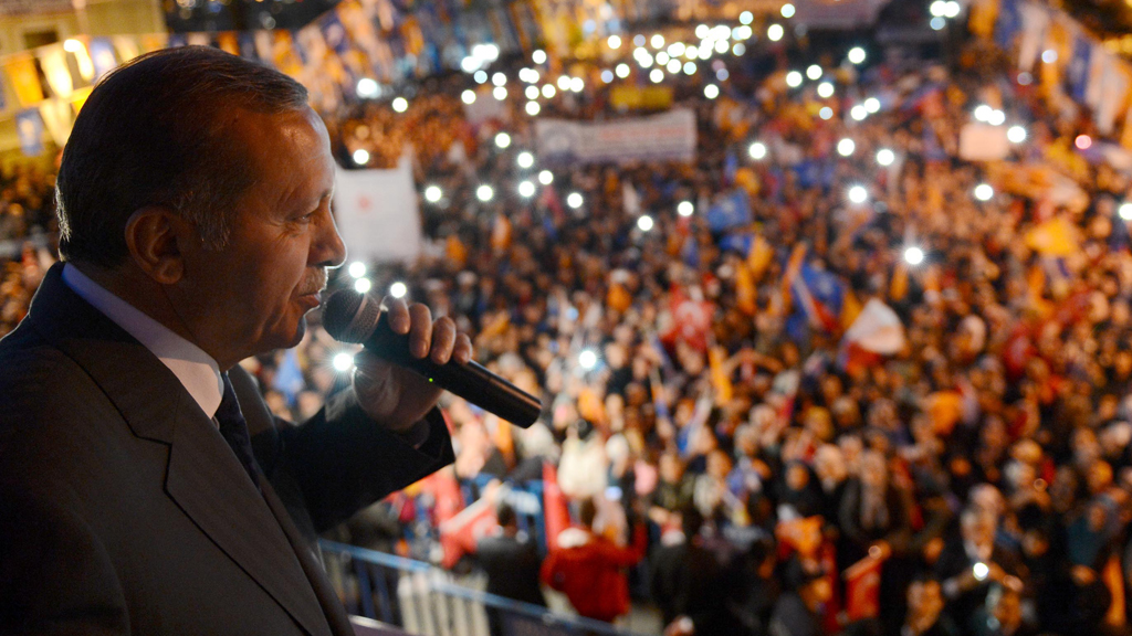 Tayyip Erdogan at a rally on Thursday (picture: Getty)