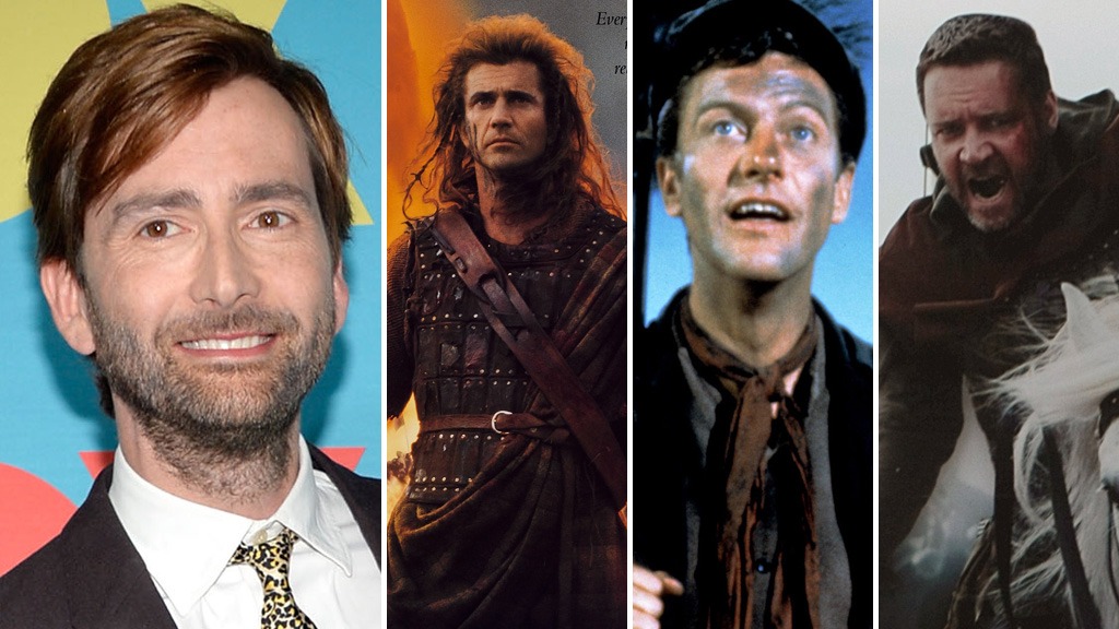 David Tennant, Mel Gibson, Dick van Dyke and Russell Crowe (pictures: Getty)