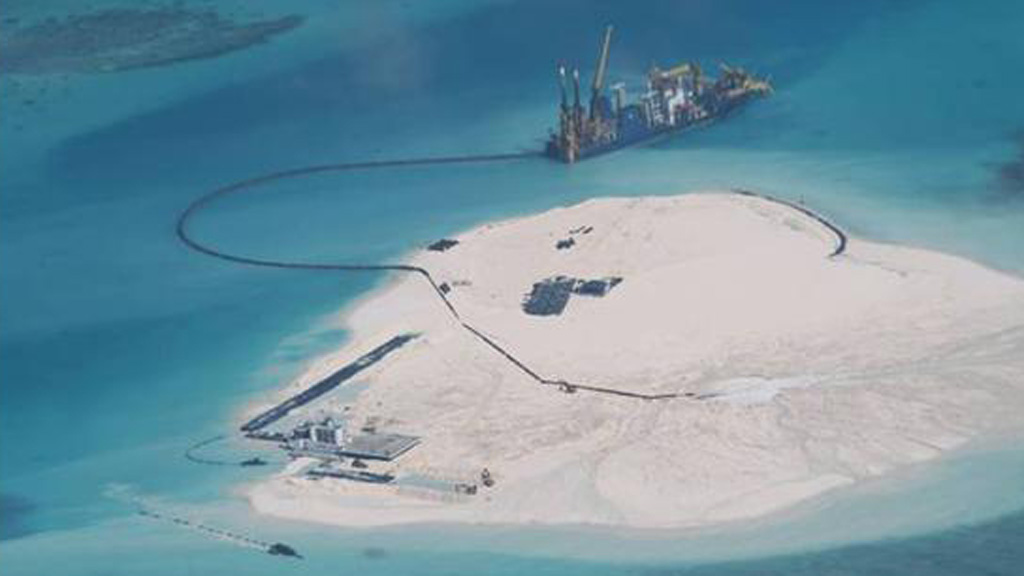 Alleged Chinese-built structures on reclaimed land in Spratly Islands (Picture: Philippines government)