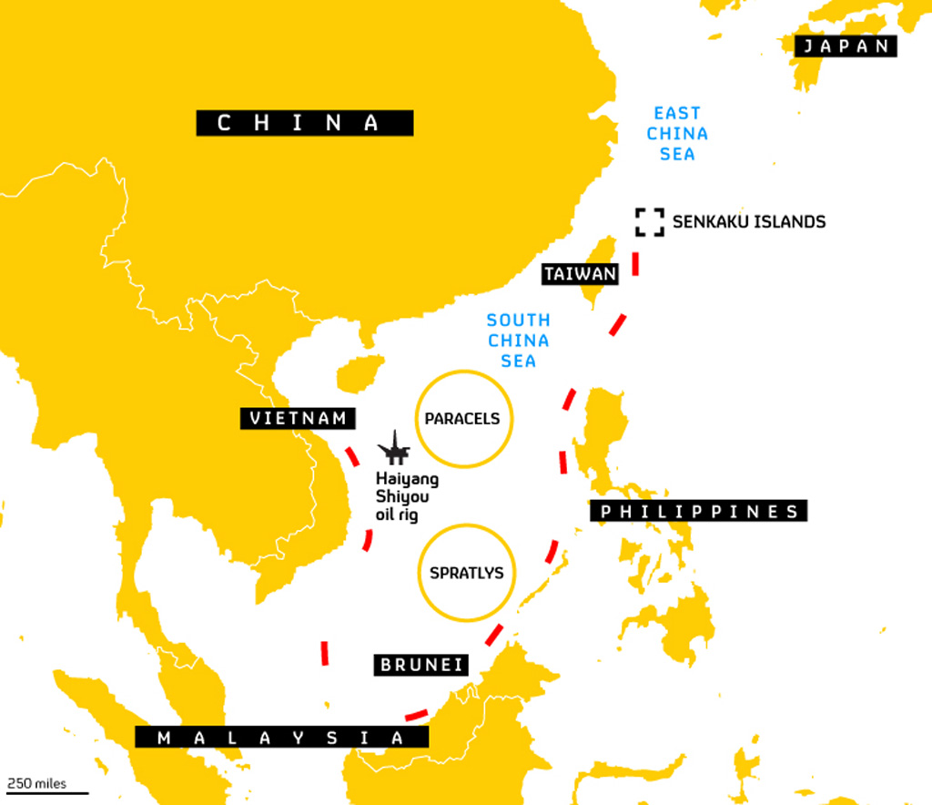 South China Sea with Chinese territorial claim (Ciaran Hughes)