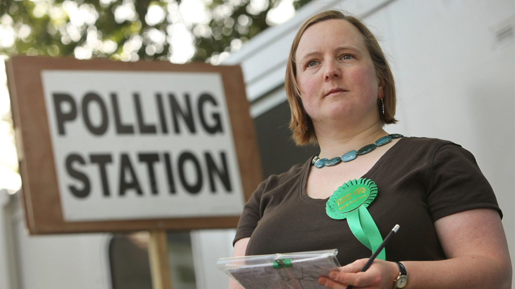 Green Party supporter at polling station