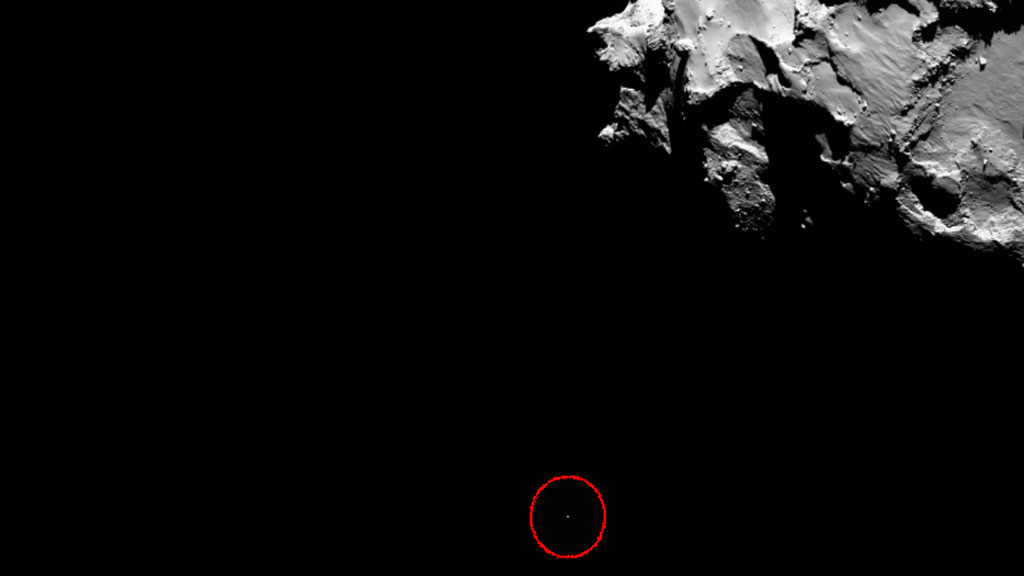 Philae descending to the comet