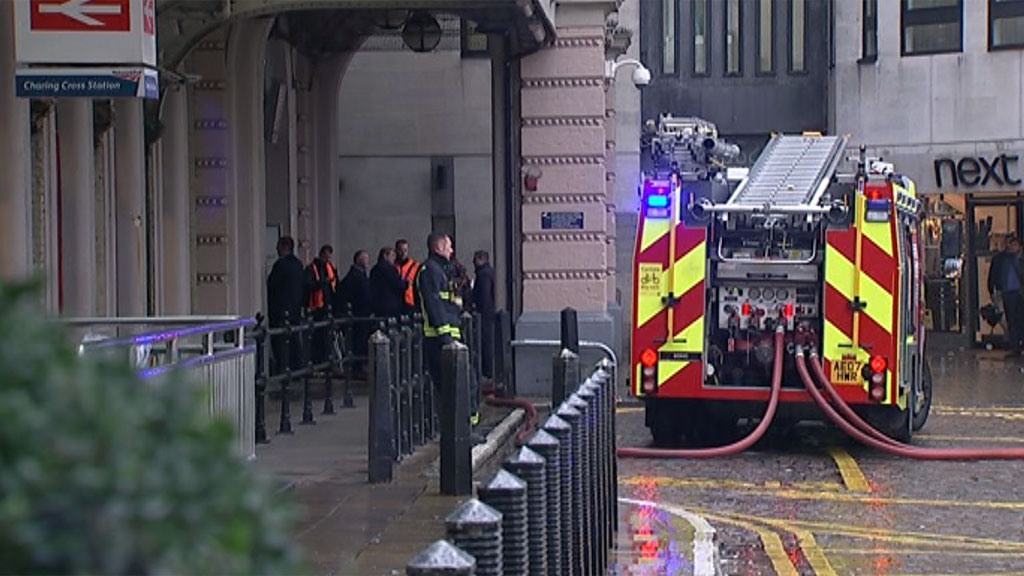 Emergency services outside Charing Cross station