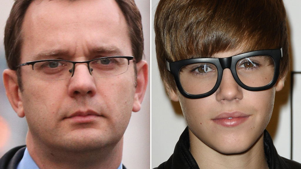 Andy Coulson and Justin Bieber (Getty)