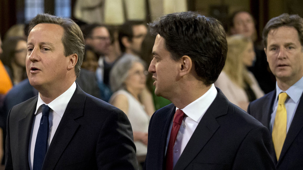 Ed Miliband with David Cameron and Nick Clegg (Reuters)