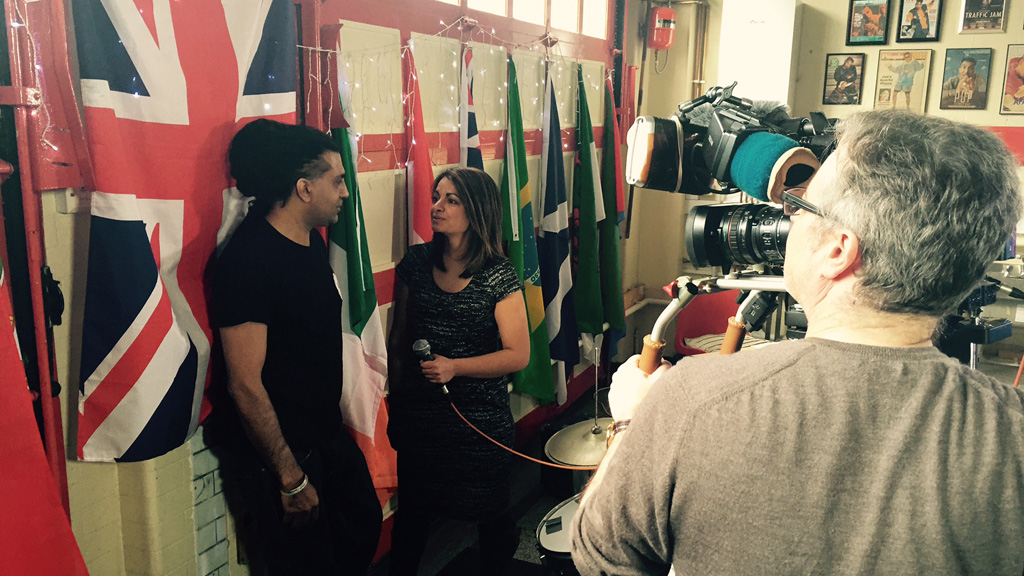 Apache Indian being interviewed by Darshna Soni (Channel 4 News)