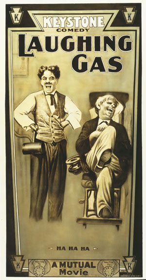 Advert poster for Charlie Chaplin film Laughing Gas - Getty Images
