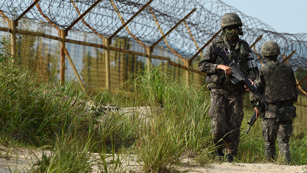 South Korean guards patrol border