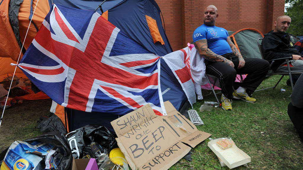 EDL supporters call for the resignation of Shaun Wright