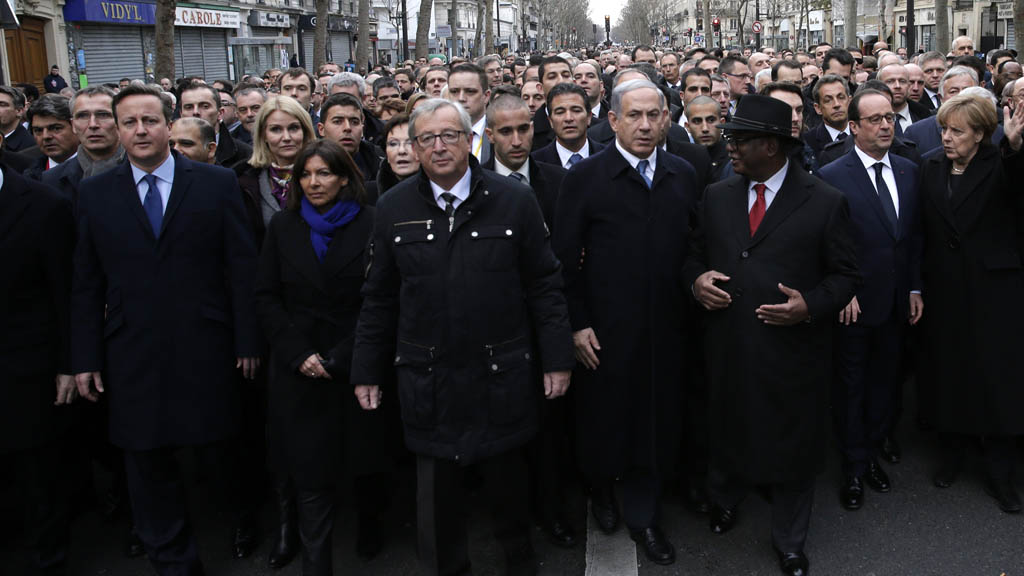 David Cameron joins world leaders at a march in Paris