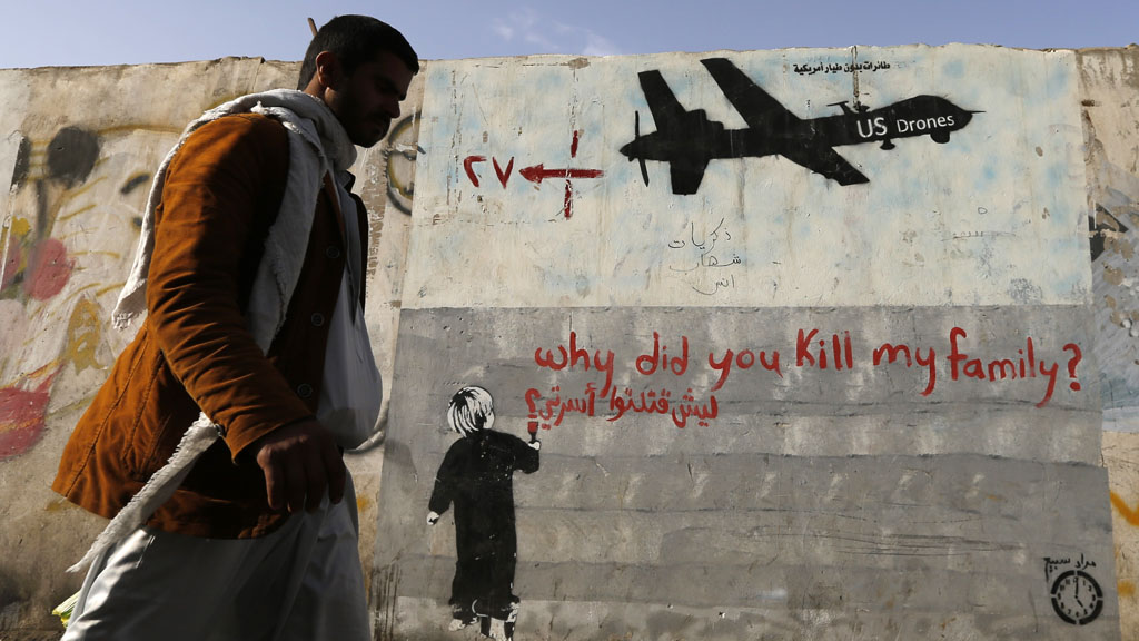 Graffiti on a wall in the Yemeni capital Sana'a