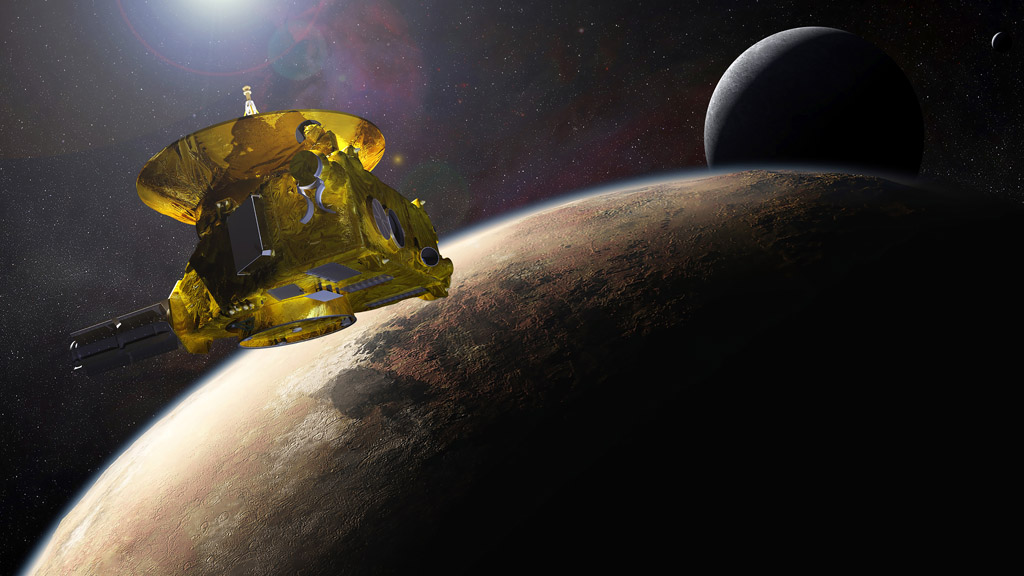 An artist's impression of New Horizons approaching Pluto and Charon (Reuters)