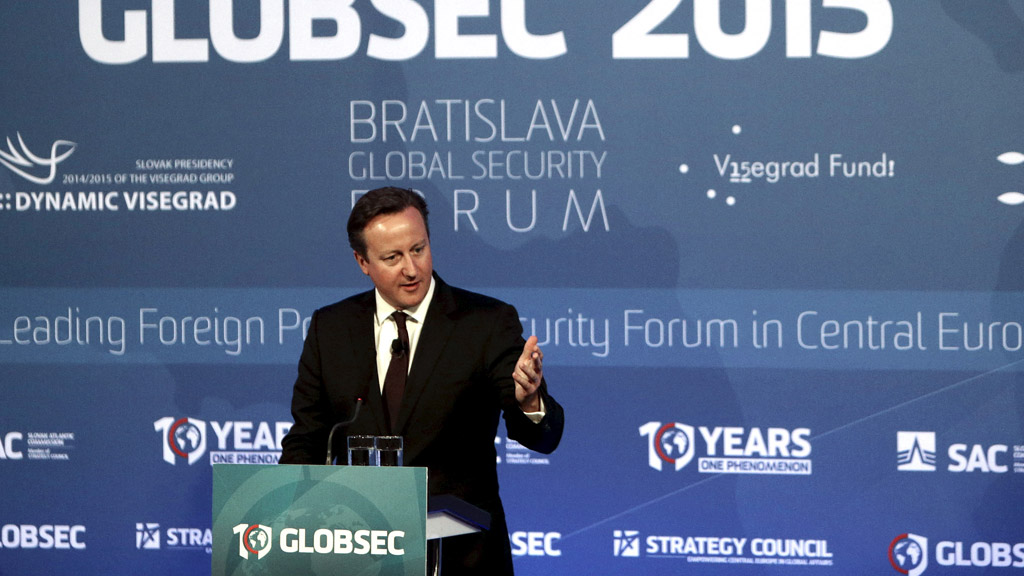 David Cameron speaking in Bratislava
