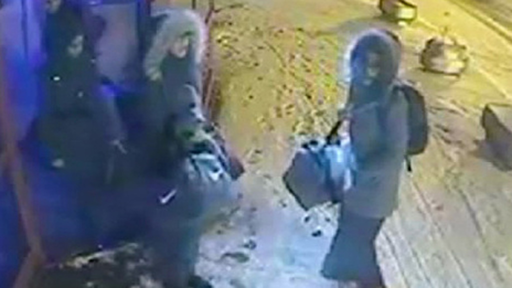 CCTV of three girls apparently crossing from Turkey to Syria