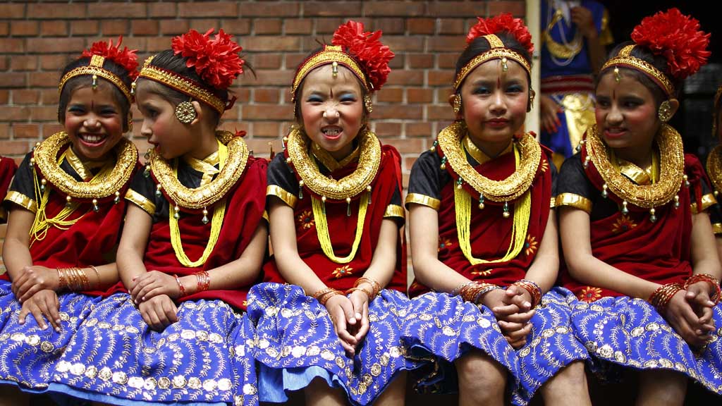 Nepali girls celebrate Women's Day (Reuters)
