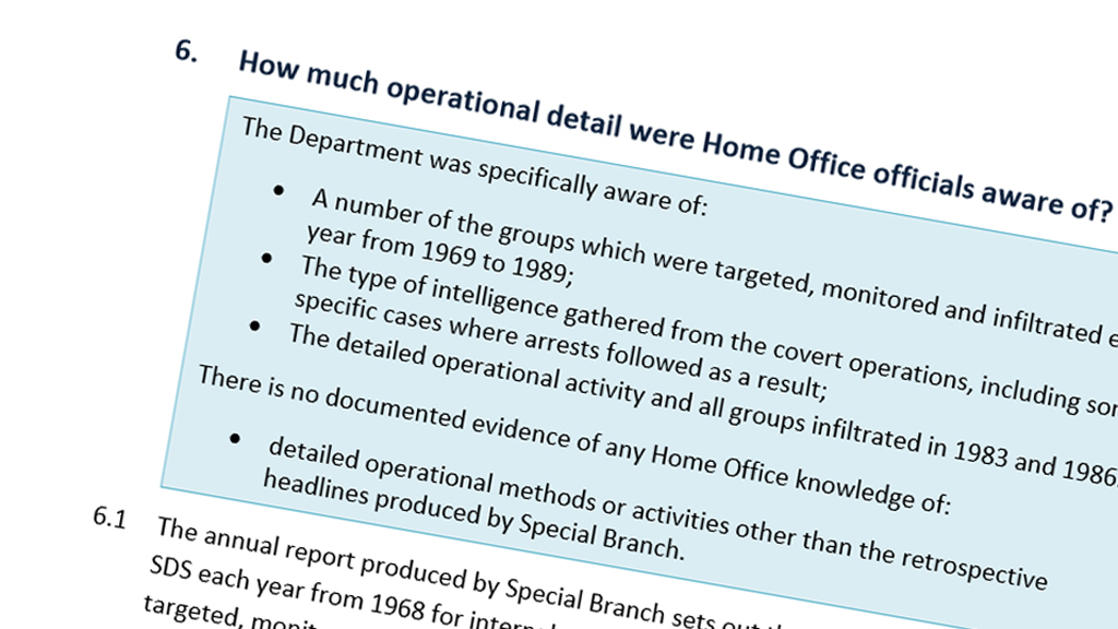 Report into links between Home Office and SDS