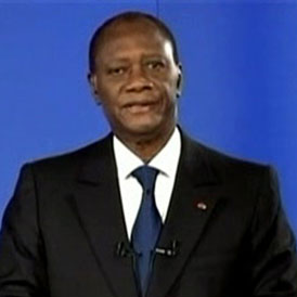 Alassane Ouattara in a TV address after the capture of Laurent Gbagbo (Reuters)