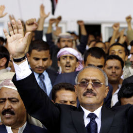 President Saleh addresses thousands of pro-government supporters (reuters)