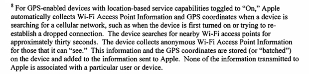 Apple document sent to the House of Representatives in 2010.
