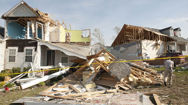 Severely damaged homes are seen along Serendipity Road in Raleigh, North Carolina April 18, 2011 after the neighborhood was devastated during a tornado two days earlier on April 16 (Reuters)