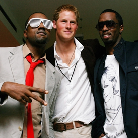 Royal Wedding: Prince Harry with Kanye West and P Diddy. (Reuters)