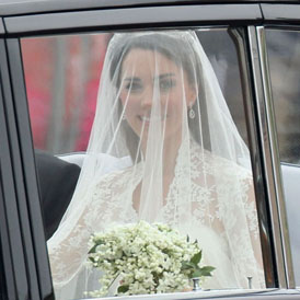 Royal Wedding: Kate Middleton arrives in a Sarah Burton dress.