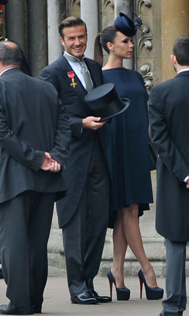 Royal Wedding: Beckhams arrive.