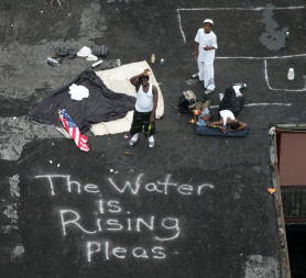 Survivors pleaded for help after the devastation of Hurricane Katrina (Reuters).