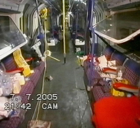 One of the bombed tube carriages from the 7 July bombings