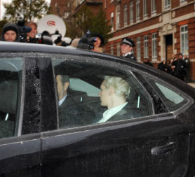 Julian Assange driven into Westminster Magistrates after arrest (PA Photos)
