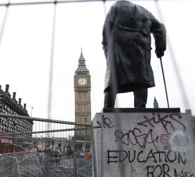 Student protests have left their mark outside and inside Parliament (Reuters)