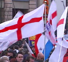 Far-right English Defence League (EDL) demonstrators protest in Luton